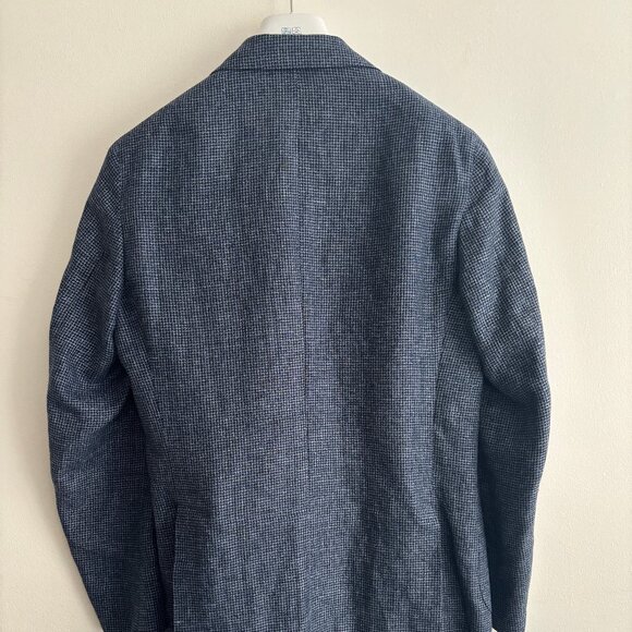 Gardo Bosman Unstructured Blue Houndstooth Wool Linen Sport Coat/ Blazer 38 - 40 - Picture 9 of 11
